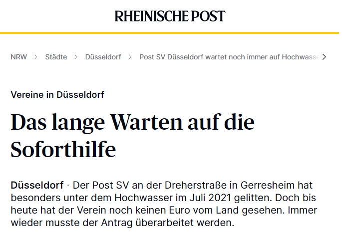 Artikel der Rheinischen Post zum Post SV